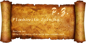 Plankovits Zulejka névjegykártya